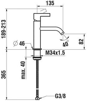 Laufen Einhand-Waschtischmischer KARTELL Ausladung 135mm ohne Ablaufventil chrom