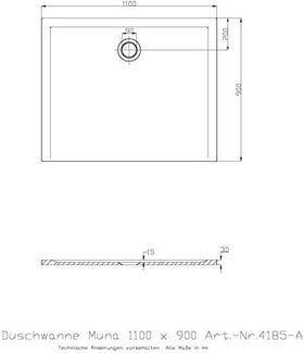 Hoesch Duschwanne MUNA 1100x900x30mm weiß