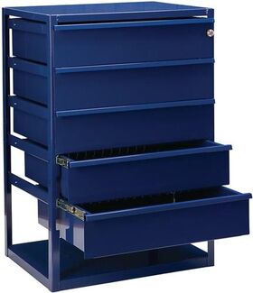 Thekenschrank LOGS 190 H795xB540xT390mm 5 Schubl.Fbd.blau RAL 5022 LOGS