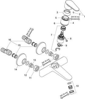 HG Einhebel-Waschtischmischer FOCUS DN 15, Wandmontage chrom