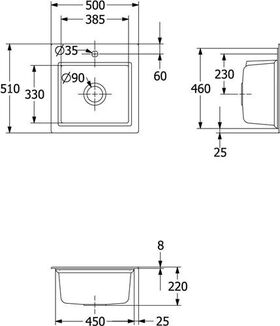 V&B Einbauspüle SUBWAY STYLE 50 S 500x510mm Be re m Exzent. chrite