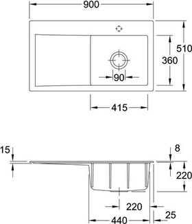 V&B Spüle SUBWAY STYLE 50 900x510mm Be re Exzent. we