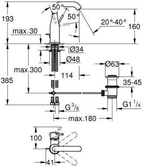 Grohe Einhand-Waschtischbatterie ESSENCE 1/2Zoll M-Size ha graph