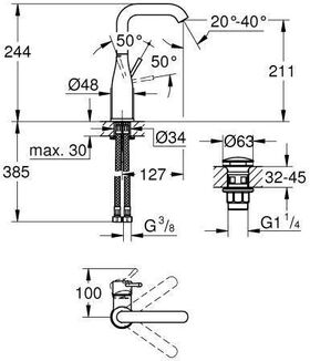 Grohe EH-WT-Batterie ESSENCE L-Size chrom