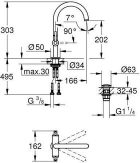 Grohe WT-Einlochbatterie ATRIO 1/2Zoll, L-Size chrom