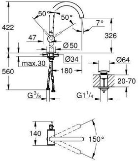 GROHE Einhand-Waschtischbatterie Atrio XL-Size hard graphite gebürstet