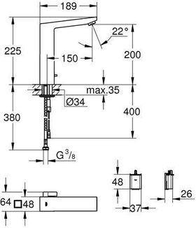 Grohe Infrarot-Elektronik EUROCUBE E 1/2Zoll m Mischung su-st