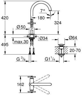 Grohe WT-Einlochbatterie ATRIO 1/2Zoll, XL-Size supersteel