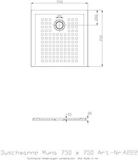 Hoesch Duschwanne MUNA S mit Antirutsch 750x750x30mm weiß
