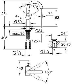 GROHE Einhand-Waschtischbatterie Atrio M-Size hard graphite gebürstet