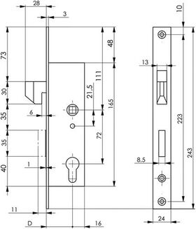 Rohrrahmen-Schiebetorschloss 8331 PZW 40mm AMF