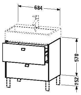 Duravit Waschtischunterbau BRIOSO Griffe Frontfarbe 570x684x459mm bas matt