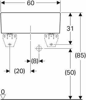 Geberit Mehrzweckbecken PUBLICA mit Überlauf 600x500x200mm weiß