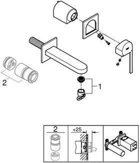 Grohe 2-Loch-Waschtischbatterie PLUS Ausldg 147mm su-st