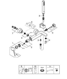 Grohe Einhand-Wannenbatterie PLUS 1/2Zoll m Brausegarnitur chr