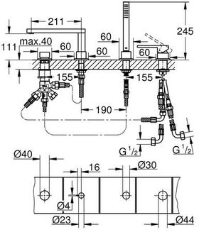 Grohe 4-Loch-Wannenkombination PLUS su-st