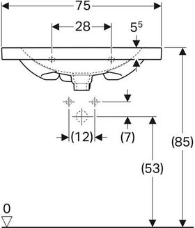 Geberit Waschtisch ACANTO 750x482mm m Abl. HL u ÜL verd. we KT