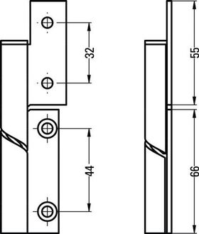 Trennwandscharnier 6032/33 VA 316L stu.Tür Rollenlänge 105mm DIN li.HERMETA