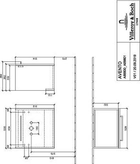 V&B Waschtischunterschrank AVENTO 530x514x352mm Ans li Crystal Black