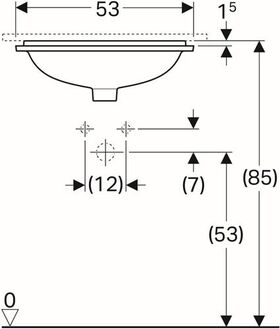 Geberit Unterbauwaschtisch VariForm re. 530x440mm o HL ohne Überlauf weiß