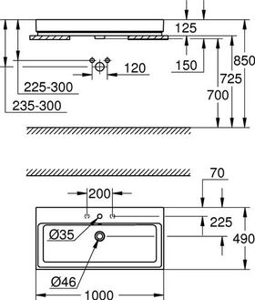 GROHE Aufsatzwaschtisch Cube Keramik 1 HL m ÜL 1000x490mm PureGuard/awe