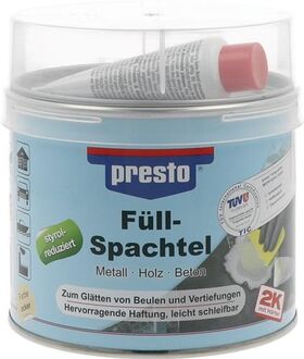 2K-Füllspachtel prestolith® plastic ocker,Härter rot 1000g Dose PRESTO