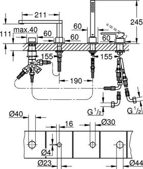 Grohe 4-Loch-Wannenkombination PLUS chr