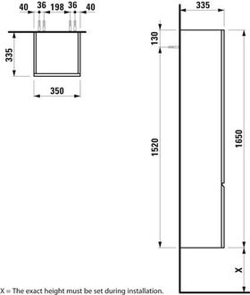 Laufen Hochschrank LAUFEN PRO 350x1650x335mm Scharn. re weiß glänzend