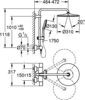 Grohe Duschsystem RAINSHOWER SA 310 m Thermostat-Batt chr