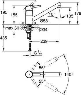 Grohe Einhand-Spültischbatterie CONCETTO 1/2Zoll fla Ala chr