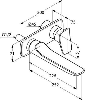 Kludi Zweiloch-Einhandmischer AMBA UP WT Ausladung Wandauslauf 226mm chr