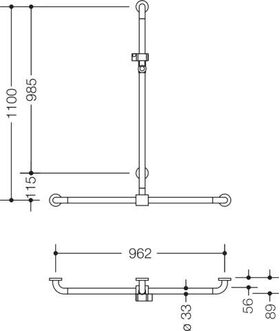 Hewi Duschhandlauf SERIE 801 se 1100mm waagerecht 962mm felsgrau