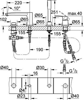 Grohe 4L-EH-Wannenkombi EUROSTYLE C chr