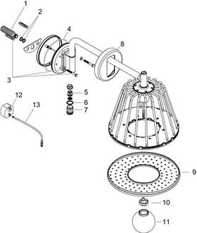 LampShower 1jet AXOR DN 15 m Brause designed by Nendo chrom