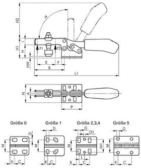 Waagrechtspanner Nr.6830 Gr.0 waagrechter Fuß AMF