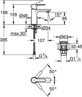 Grohe Einhand-Waschtischbatterie LINEARE 1/2Zoll XS-Size chr