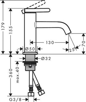 Einhebel-Waschtischmischer 70 AXOR ONE o Ablaufgarnitur stainless steel optic