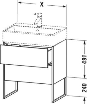 Duravit Waschtischunterbau XSQUARE 731x484x460mm lichtblau seidenmatt