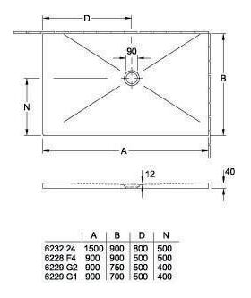 V&B Duschwanne SUBWAY INFINITY R-eck mit Antirutsch 1500x900x40mm we