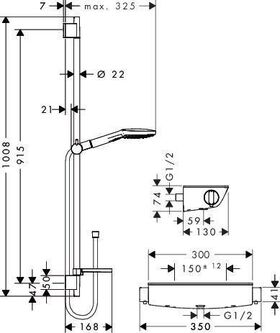 HG Brausekombi ECOSTAT SELECT COMBI Brausestange Unica´S Puro 900mm chrom