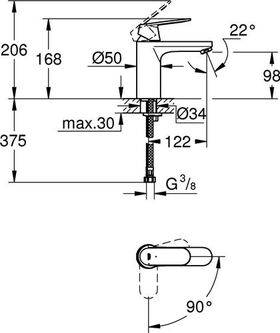 Grohe EH-WTbatt EUROSMART C 1/2Zoll M-Size glatter Körper chr