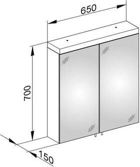 Keuco Spiegelschrank ROYAL REFLEX.2 650x700x150mm sil-gebz-elo A++