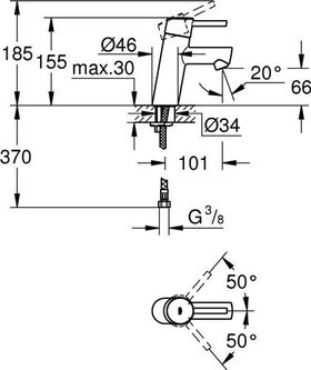 Grohe EH-WTbatt CONCETTO 1/2Zoll S-Size chr