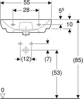 Geberit Waschtisch SMYLE m HL mit Überlauf 550x480mm weiß KT