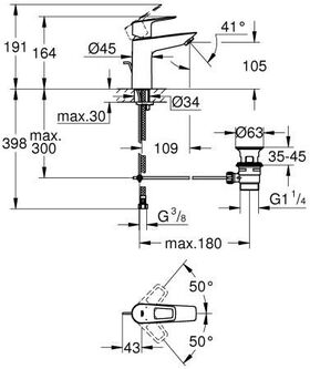 Grohe Einhand-Waschtischbatterie BAULOOP 1/2Zoll M-Size chr