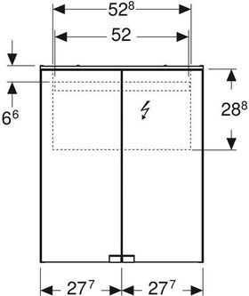 Geberit Spiegelschrank OPTION BASIC mit Beleuchtung, 2 Türen 550x675x140mm