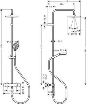 HG Showerpipe VERNIS Blend 200 1jet mit Brausethermostat chrom