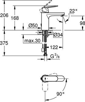 Grohe EH-WTbatt EUROSMART C 1/2Zoll M-Size versenkbare Kette chr