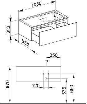 Keuco WTU EDITION 11 PLANNING 1050x350x535mm Kumme re we hgl