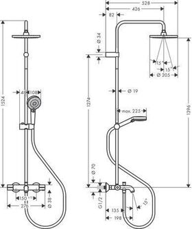 HG Showerpipe VERNIS Blend 200 1jet mit Wannenthermostat EcoSmart chrom